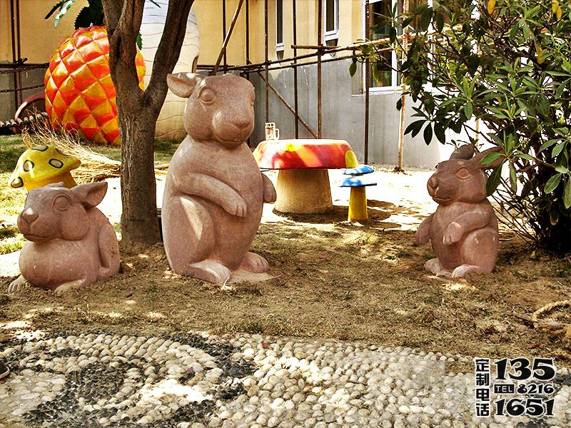 廣場庭院三只抽象玻璃鋼兔子雕塑 廣場庭院三只抽象玻璃鋼兔子雕塑