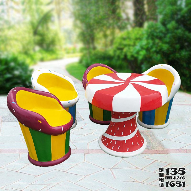 公園多個彩繪玻璃鋼冰激凌座椅雕塑 公園多個彩繪玻璃鋼冰激凌座椅雕塑