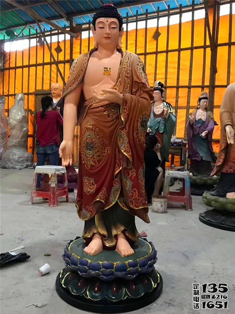 寺廟玻璃鋼彩繪創意三圣佛雕塑 寺廟玻璃鋼彩繪創意三圣佛雕塑