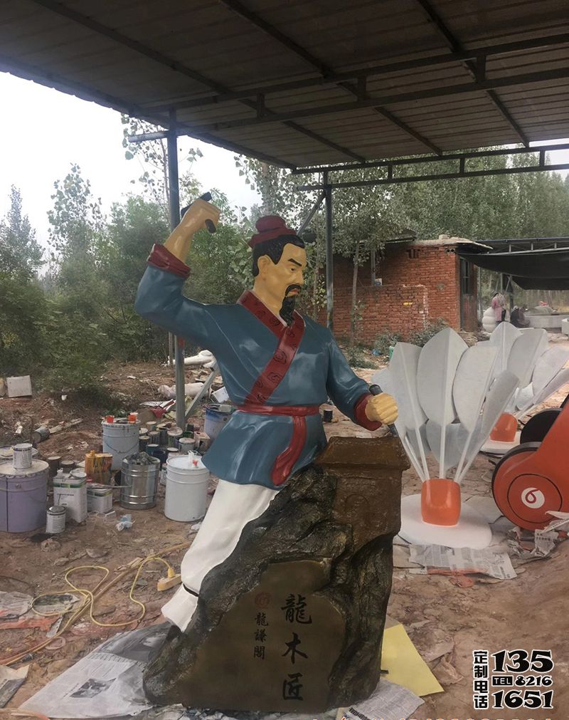 景區廣場彩繪玻璃鋼魯班人物雕塑 景區廣場彩繪玻璃鋼魯班人物雕塑