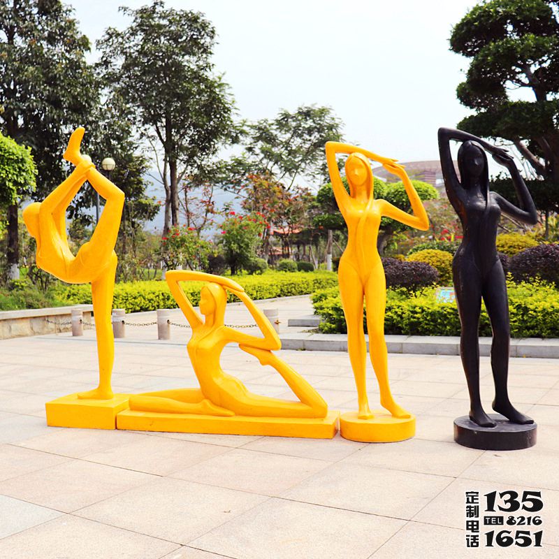 學校廣場抽象瑜伽運動玻璃鋼人物雕塑 學校廣場抽象瑜伽運動玻璃鋼人物雕塑