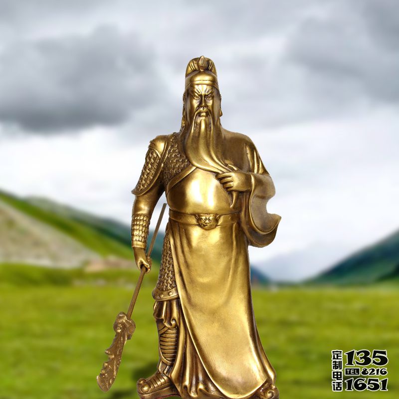 家居公司玻璃鋼漆金關公雕塑 家居公司玻璃鋼漆金關公雕塑