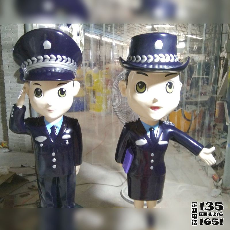 警校景區(qū)玻璃鋼卡通警察人物雕塑 警校景區(qū)玻璃鋼卡通警察人物雕塑