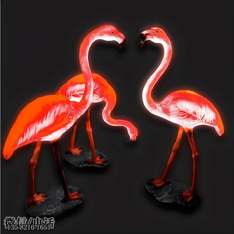 仿真發光火烈鳥玻璃鋼雕塑擺件 仿真發光火烈鳥玻璃鋼雕塑擺件