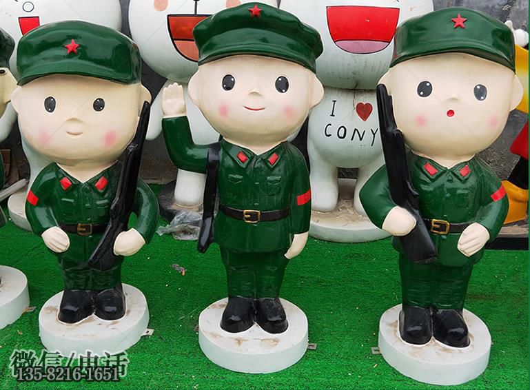 園林景區(qū)綠裝玻璃鋼卡通八路軍雕塑 園林景區(qū)綠裝玻璃鋼卡通八路軍雕塑